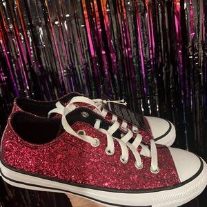 Customized Converse Sparkling Pink Glitter Sneakers